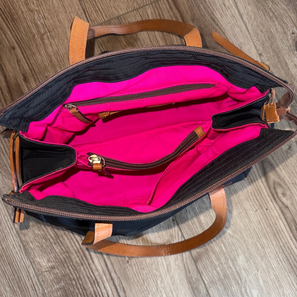 Dooney & Bourke Black with Brown Leather Trim Nylon shoulder tote bag - Picture 9 of 16